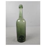 Very Early Blown Green Glass Whiskey Bottle Very Early Blown Green Glass Whiskey Bottle