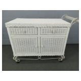 Large Rolling Wicker Serving Cart Large Rolling Wicker Serving Cart