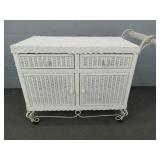 Large Rolling Wicker Serving Cart