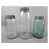 3x The Bid Very Early Antique Mason Jars