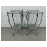 2x The Bid Two Tier Cast Aluminum Plant Stands