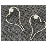 Sterling Cz Heart Pierced Earrings 5.0g Tw