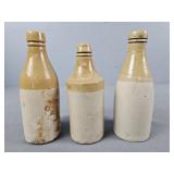 Lot Of 3 Antique Pottery Ale / Ginger Beer Bottles