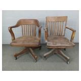 2x The Bid Solid Wood Adjustable Office Chairs