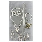 Vintage To Now Costume Rhinestone Jewelry Lot