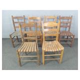 6x The Bid Wood Ladder Back Chairs 6x The Bid Wood Ladder Back Chairs