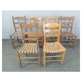 6x The Bid Wood Ladder Back Chairs