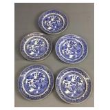 Lot Of 5 Vintage 8 Inch Blue Willow Plates