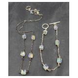 Sterling Crystal 19in Necklace And Matching 8in Sterling Crystal 19in Necklace And Matching 8in