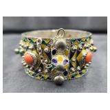 Ethnic Balinese? Red Coral Enamel Wide Hinged Ethnic Balinese? Red Coral Enamel Wide Hinged