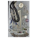 Black And Silver Tone Jewelry Lot