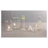 6pc Glass Lab Beakers & Funnel 6pc Glass Lab Beakers & Funnel