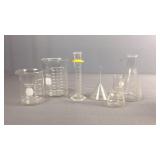 6pc Glass Lab Beakers & Funnel