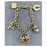 Vintage Signed Coro July Charm Bracelet 8in Vintage Signed Coro July Charm Bracelet 8in