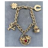 Vintage Signed Coro July Charm Bracelet 8in