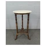 Wooden Marble Top Pedestal Table