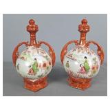 2x The Bid Porcelain Oriental Decanters