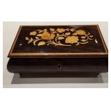 Italian Wood Inlay Music Jewelry Box Working Italian Wood Inlay Music Jewelry Box Working