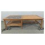 Solid Wood Mid Century Cocktail Table W Tile Inlay Solid Wood Mid Century Cocktail Table W Tile Inlay