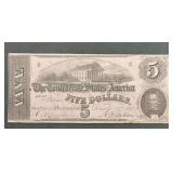 1862 Five Dollar Confederate Bank Note