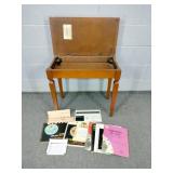 Solid Mahogany Piano Bench And Contents