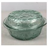 Embossed Glass Covered Bowl