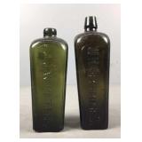 2x The Bid Olive Green Antique Gin Case Bottles