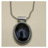 Sterling 16in Necklace With Onyx Pendant