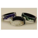 3 Wood Flower Resin Acrylic Rings Sz