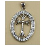 Sterling Cross And Cz Pendant