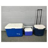 Lot Of 3 Assorted Size Coolers