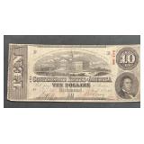 1863 $10 Confederate Bank Note