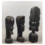 3x The Bid Carved Ebony African Figures