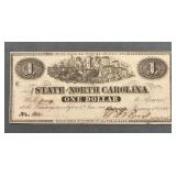 1863 North Carolina, One Dollar Bank Note