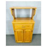 Solid Oak Rolling Microwave Cart