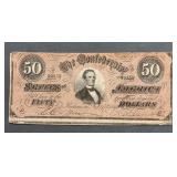 Rare 1864 $50 Confederate Bank Note Miscut