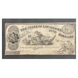 1863 Louisiana, Five Dollar Bank Note