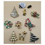 Christmas Brooches Pins Lot Some Signed