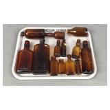 Lot Of 13 Antique Amber Apothecary Bottles