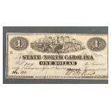 1863 North Carolina, One Dollar Note High Grade