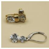 14k Single Cz Earrings 2.9g Total Weight