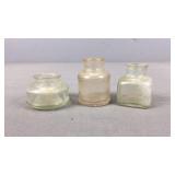 3x The Bid Antique Glass Ink Bottles