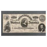 Rare 1864 $100 Confederate Bank Note