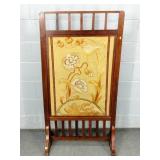 Vintage Wood Frame Embroidered Fire Screen