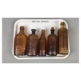 5x The Bid Interesting Antique Amber Bottles