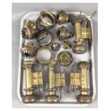 Lot Of Mounted Brass Oil Lamp Parts