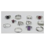 12 Costume Fashion Rings Assorted Sizes