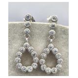 Sterling Cz Pierced Earrings 3.3g Tw