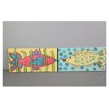 2 Pc Fish Prints On Canvas