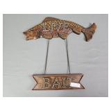Bob Timberlake Fish Bait Wood Sign